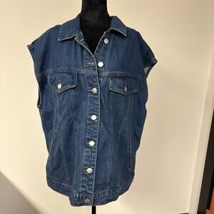 Universal Thread XXL Denim Vest Women's Blue Button Front Sleeveless Fair Trade